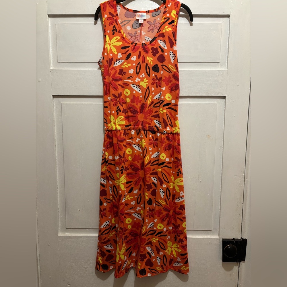 Lularoe Floral Sleeveless Dress - Red and Orange